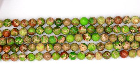Dark Green Impression Jasper Gemstone Beads, 8mm, Round